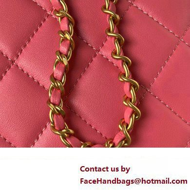 Chanel Lambskin  &  Gold-Tone Metal large Messenger Bag AS4610 fuchsia 2024